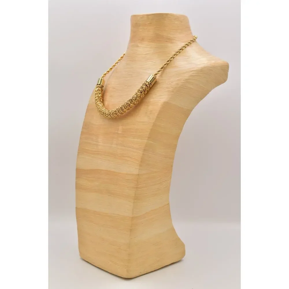 Vintage Gold Mesh Collar Necklace Woven Chain Statement Tubular Chunky 80s BinAU